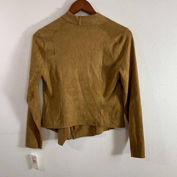 NWT Blank NYC Golden Camel Vegan Microsuede Stretch Asymmetrical Zipper Blazer - Picture 7 of 9